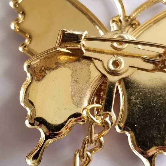 Vintage glitter butterfly brooch set New old stock Gold tone insect bug - Picture 11 of 12